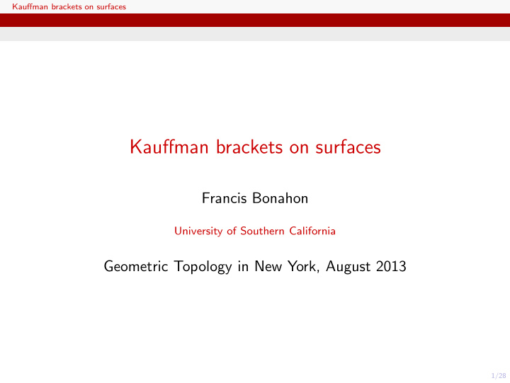 kauffman brackets on surfaces