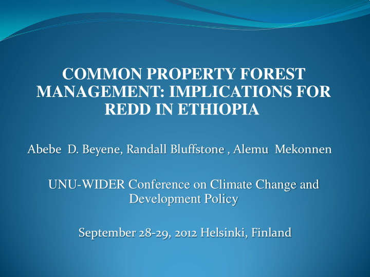 common property forest management implications for redd