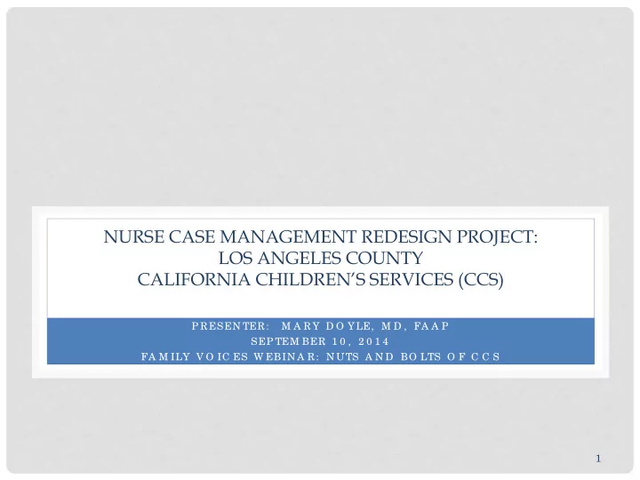 nurse case management redesign project los angeles county