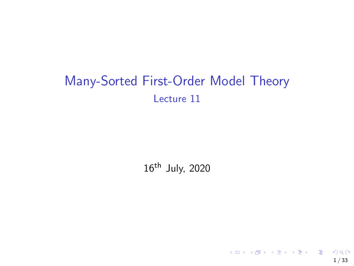 many sorted first order model theory