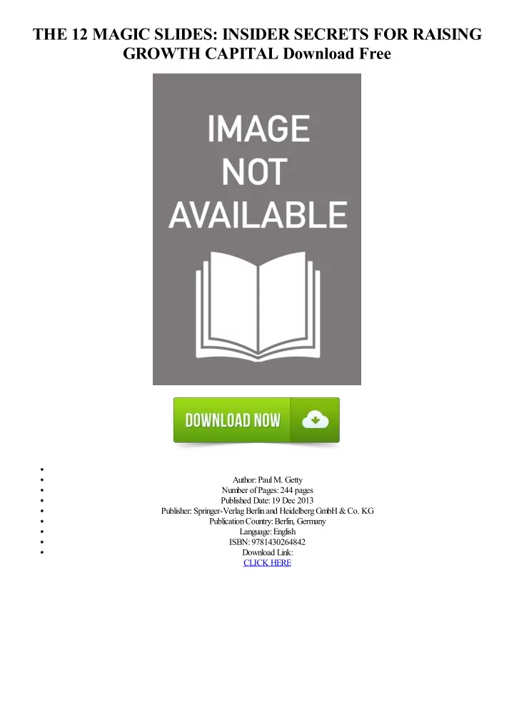 the 12 magic slides insider secrets for raising growth