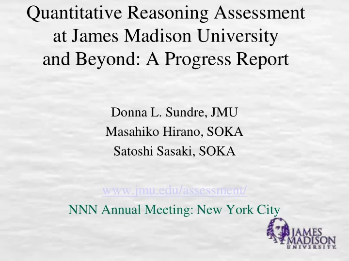 quantitative reasoning assessment at james madison