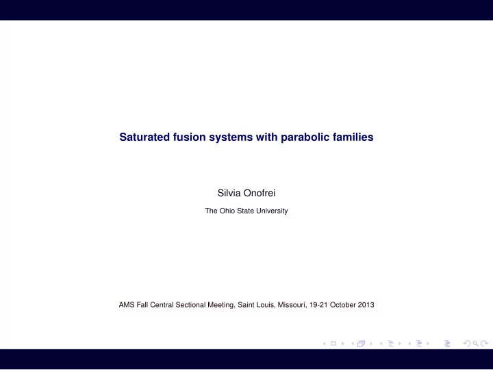 saturated fusion systems with parabolic families