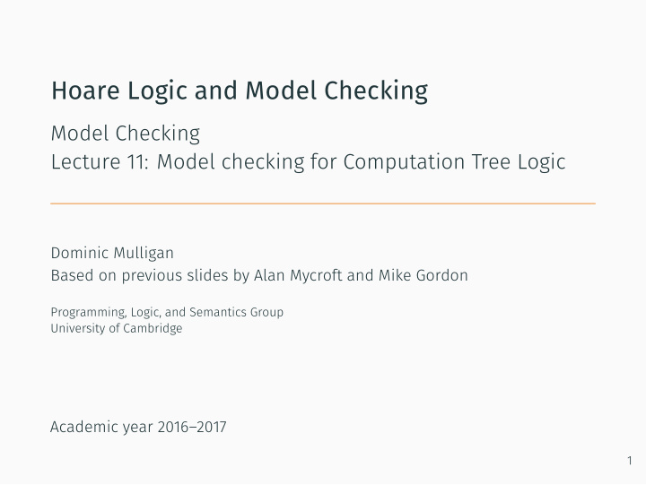 hoare logic and model checking