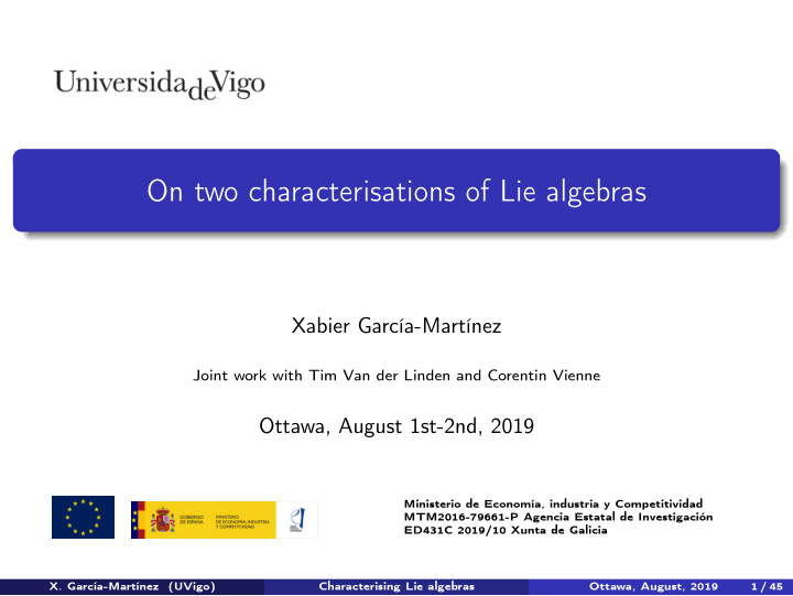 on two characterisations of lie algebras