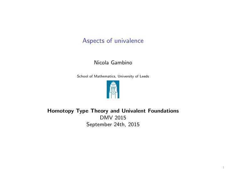 aspects of univalence