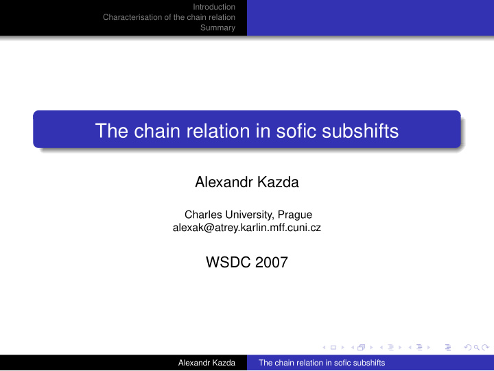 the chain relation in sofic subshifts