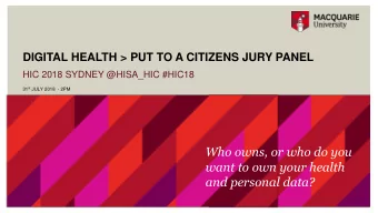 and personal data?  Introduction  Our Theme:  Assoc Prof Terry Hannan  Who owns, and who