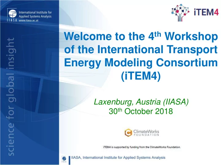 welcome to the 4 th workshop of the international