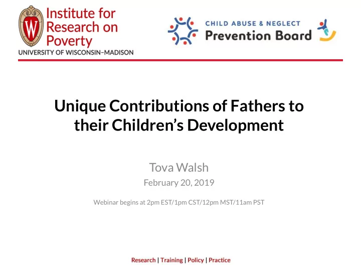 unique contributions of fathers to their children s