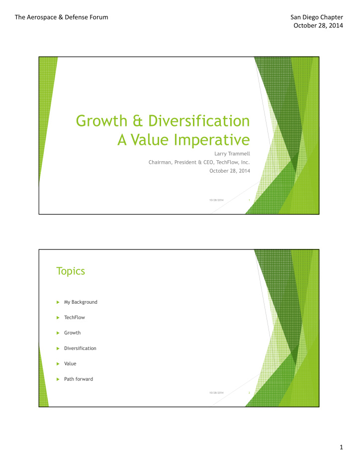 growth diversification a value imperative