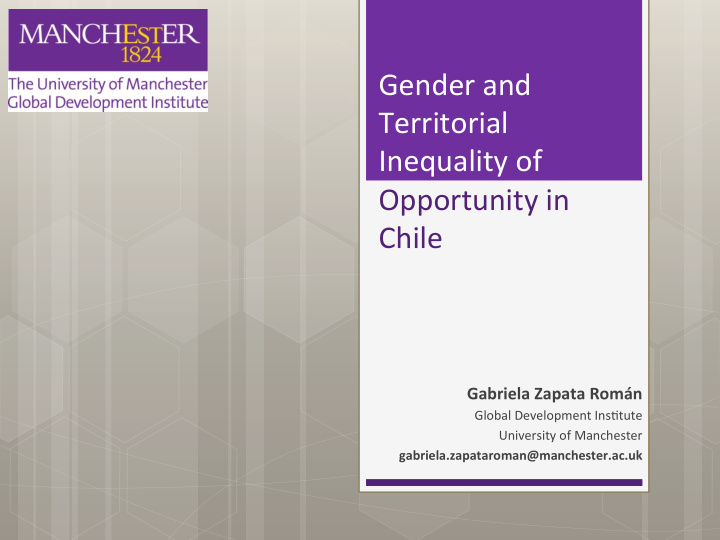 gender and territorial inequality of opportunity in chile