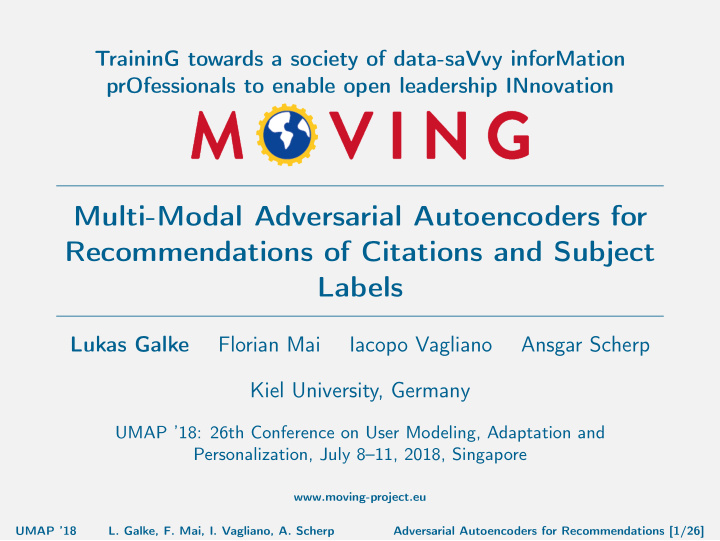 multi modal adversarial autoencoders for recommendations