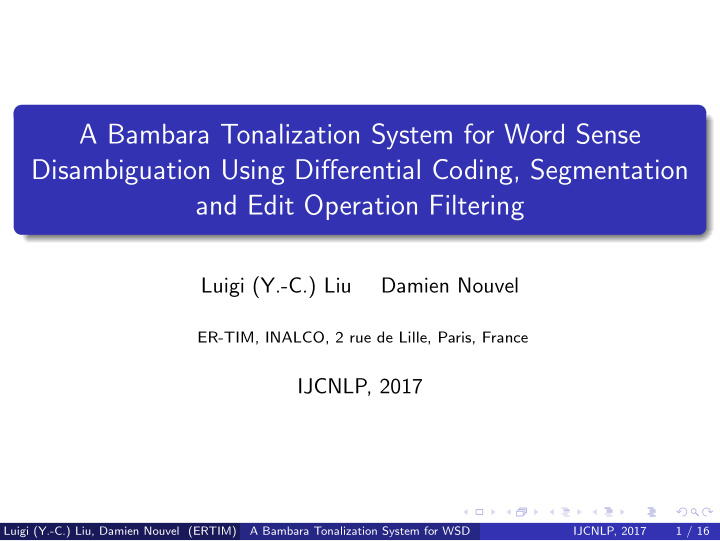 a bambara tonalization system for word sense