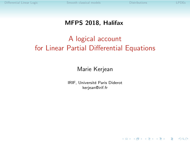 a logical account for linear partial differential