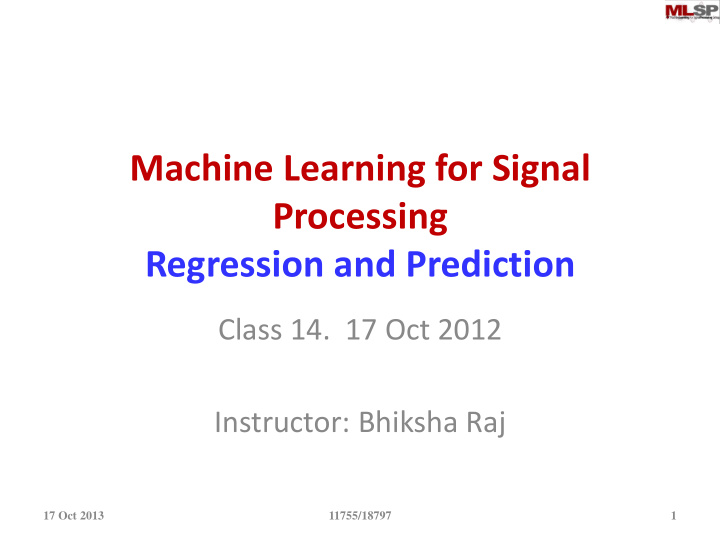 machine learning for signal processing regression and