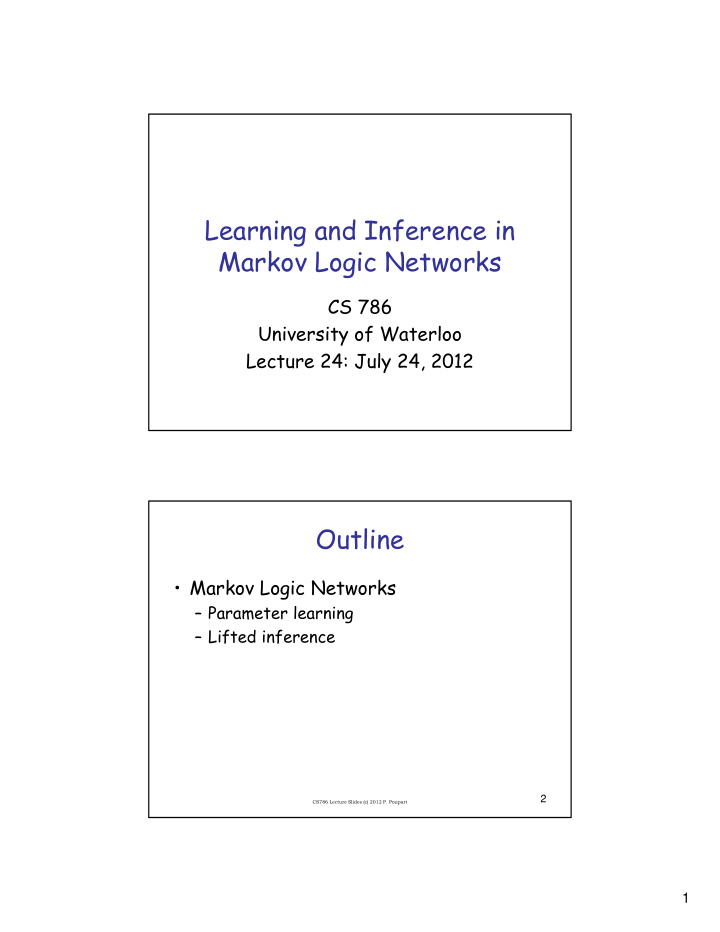learning and inference in markov logic networks