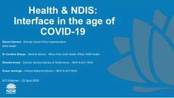Health &amp; NDIS:  Interface in the age of  COVID-19 Steven Davison - Director, Social Policy