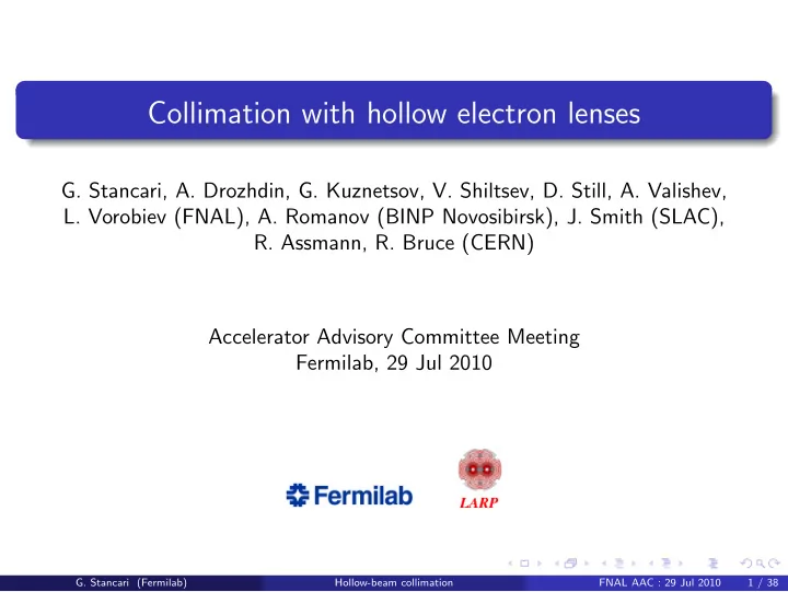 collimation with hollow electron lenses