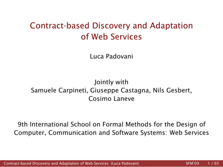 contract based discovery and adaptation of web services