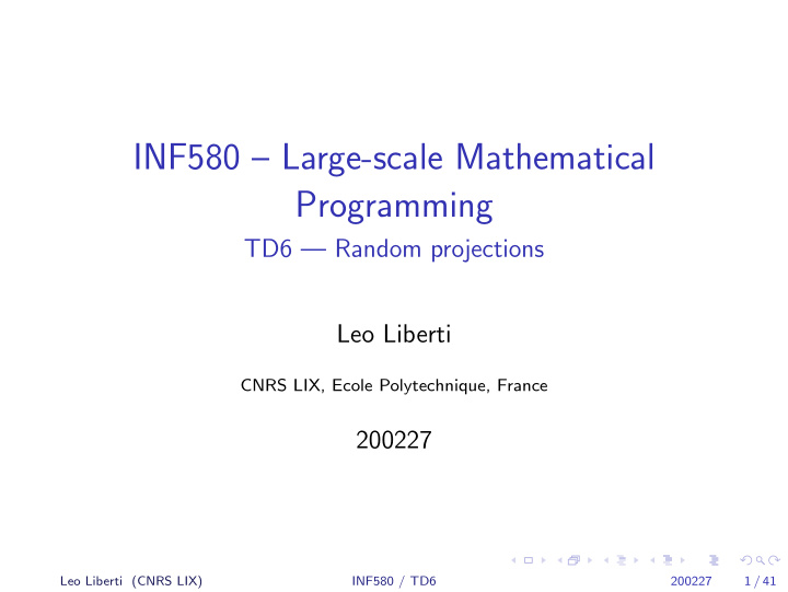 inf580 large scale mathematical programming