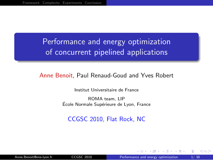 performance and energy optimization of concurrent