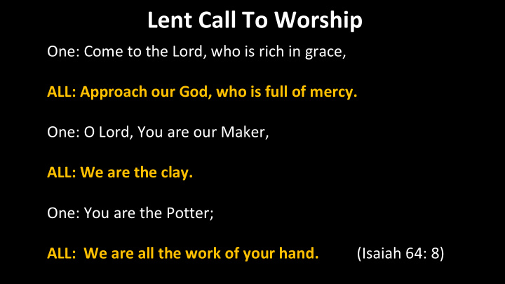 lent call to worship