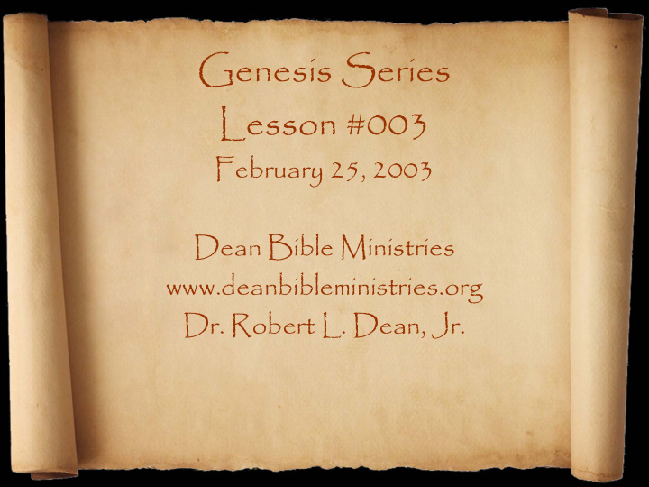 genesis series lesson 003