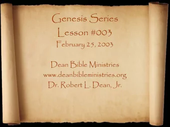 Genesis Series  Lesson #003  February 25, 2003  Dean Bible Ministries  www.deanbibleministries.org