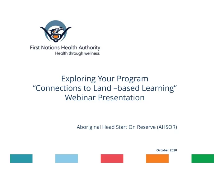 exploring your program connections to land based learning
