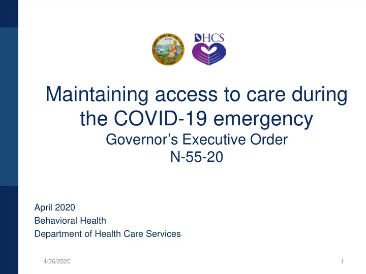 maintaining access to care during the covid 19 emergency