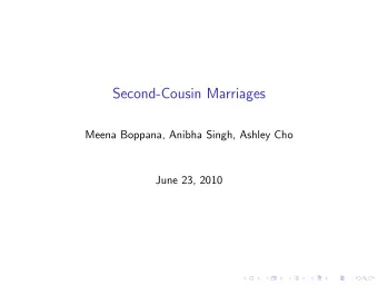 Second-Cousin Marriages  Meena Boppana, Anibha Singh, Ashley Cho  June 23, 2010  Axioms of a