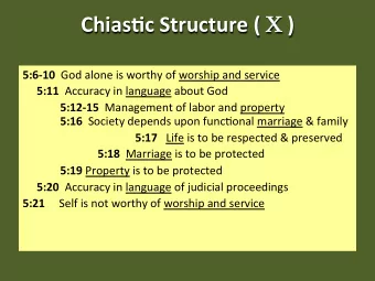 Chias&amp;c Structure (  ) 5:610 God alone is worthy of worship and service 5:11 Accuracy in