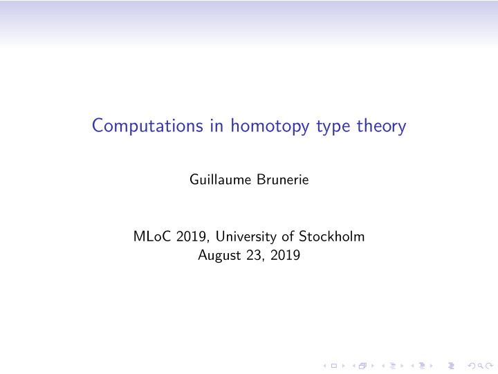 computations in homotopy type theory