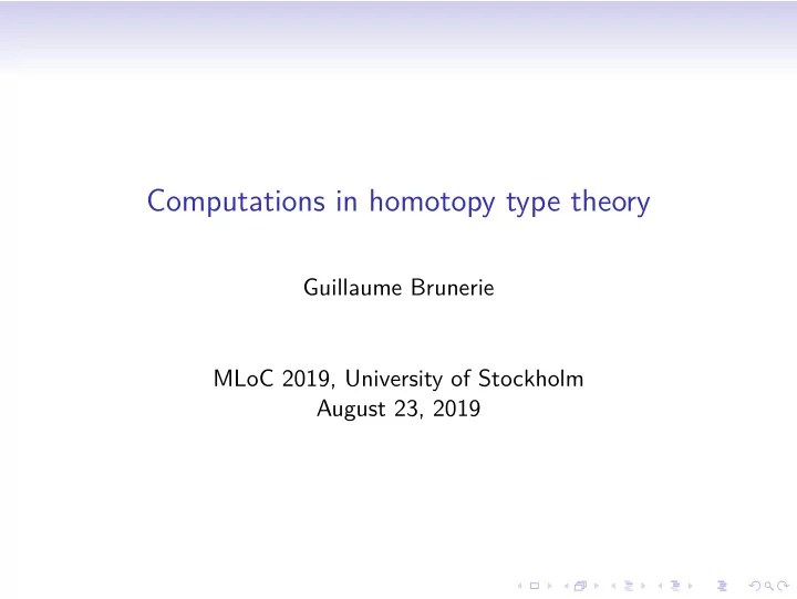 computations in homotopy type theory