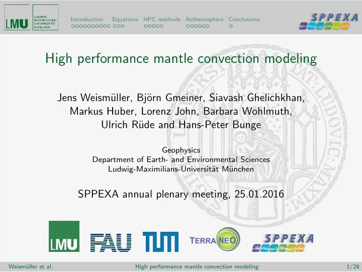 high performance mantle convection modeling