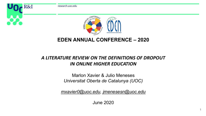 eden annual conference 2020 a literature review on the