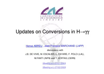 Updates on Conversions in H   Updates on Conversions in H Henso ABREU ,