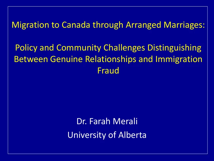 between genuine relationships and immigration