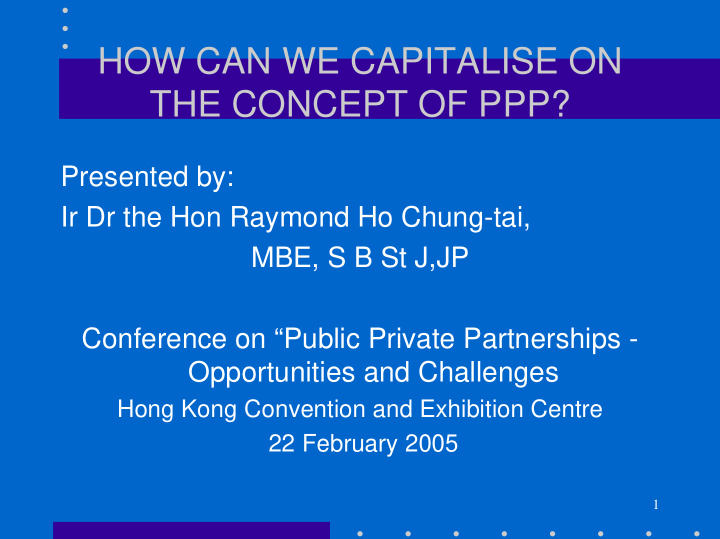 how can we capitalise on the concept of ppp