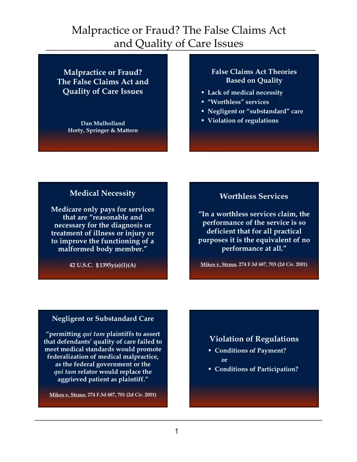 malpractice or fraud the false claims act and quality of