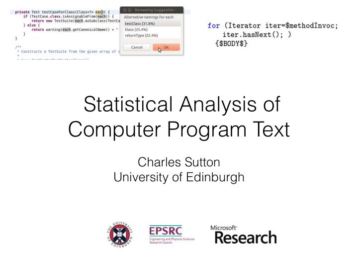 statistical analysis of computer program text