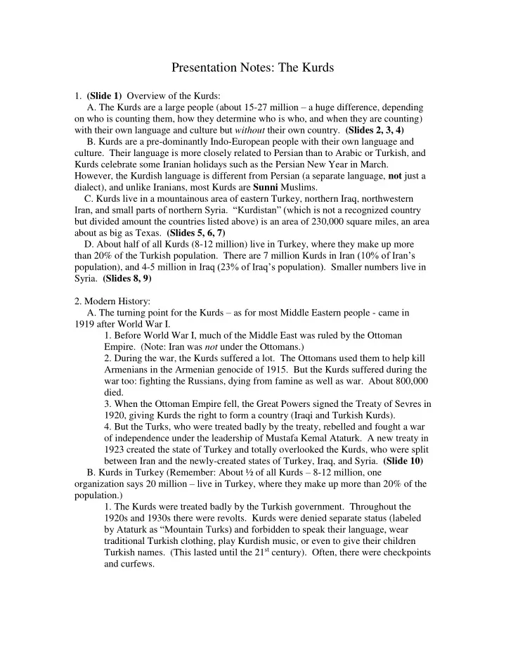 presentation notes the kurds