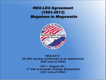 1993-2013 :  20 000 nuclear w arheads to be dismantled  (500 tons of HEU)  2011, August 25 :  17
