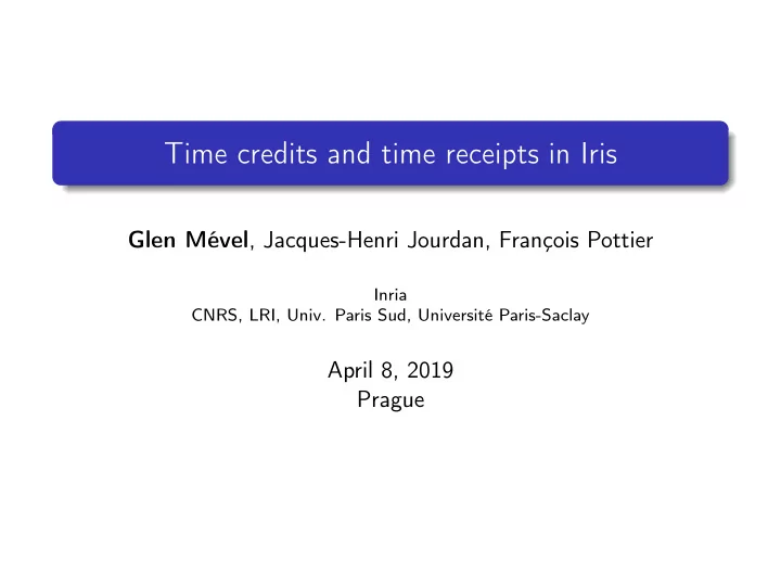 time credits and time receipts in iris