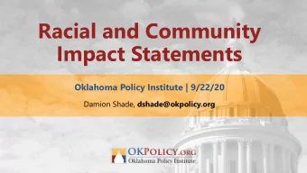 Impact Statements  Oklahoma Policy Institute | 9/22/20 Damion Shade, dshade@okpolicy.org  Criminal
