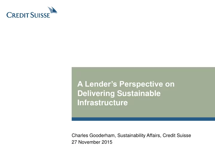 a lender s perspective on