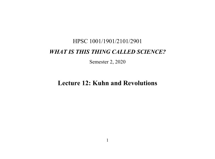 lecture 12 kuhn and revolutions