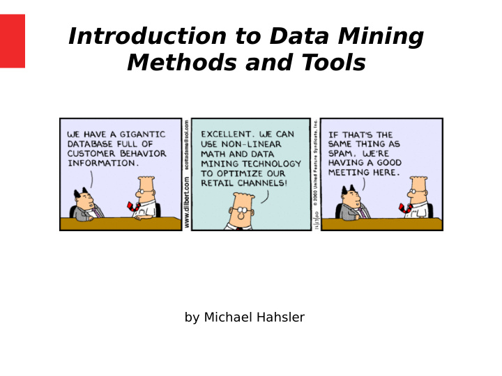 introduction to data mining methods and tools