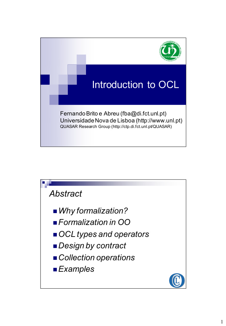 introduction to ocl